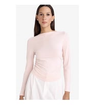 Defacto Slim Fit Kayık Yaka Pembe Kadın Uzun Kollu T-shirt F9029AX/PN447