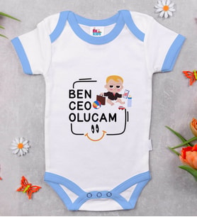 BK Kids Ben Ceo Olcam Tasarımlı Mavi Bebek Body Zıbın-1