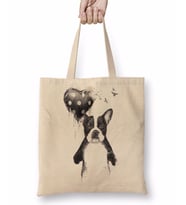 Balloon Dog Pug Köpek Bez Çanta Uzun Saplı