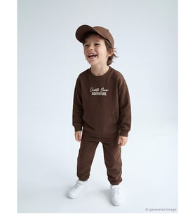 LCW Kids Kahverengi Bisiklet Yaka Erkek Çocuk Eşofman Takımı