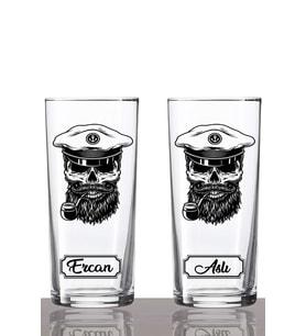 Kişiye Özel 2'li Skull Captain Rakı Bardağı