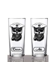 Kişiye Özel 2'li Skull Captain Rakı Bardağı
