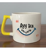 Ayy Benim Gülerim Baskılı Sarı Kulplu D Kupa