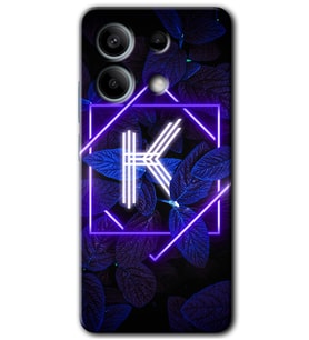Redmi Note 13 Pro 5G Kılıf HD Desen Baskılı Kılıf - Dark Neon Yaprak K Harfi