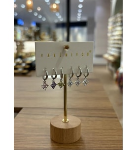 Yakemiyou Silver Renkli Yoncalar Altılı Küpe