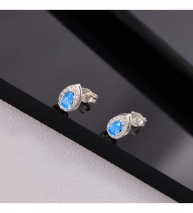 925 Ayar Gümüş Aquamarine Taşlı Damla Küpe