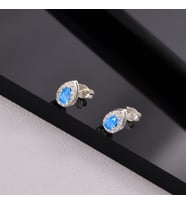 925 Ayar Gümüş Aquamarine Taşlı Damla Küpe