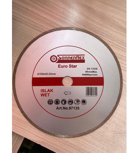 SERAMİK İÇİN ELMAS KESME DİSKİ ISLAK-WET 230X22.23mm SONNENFLEX