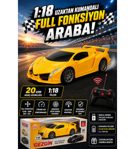1:18 Şarjlı Uzaktan Kumandalı Spor Araba - Full Fonksiyon Usb Kablolu Oyuncak Araba (20 cm)