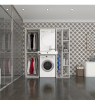 Kenzlife çamaşır-kurutma makinesi dolabı ve giysi dolabı çekmeceli hattab sağ raf byz 187*160*60  banyo (Beyaz)