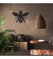 Metal Lazer Kesim Metal Tablo Arı Fİgürlü Dekoratif  Otantik Tablo 44x34