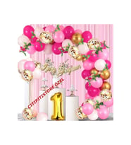 Beyaz Pembe Ve Gül Altın Konfeti Balon Garland Seti