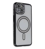 Newface Apple iPhone 13 Kılıf Joke Simli Magneticsafe Kılıf - Siyah