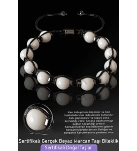 Sertifikalı Boyasız Gerçek Beyaz Mercan Taşı Bileklik - Ayarlamalı (Çok Renkli)