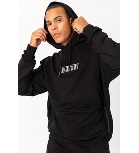 Maraton Oversize Erkek Kapüşonlu Siyah Sweatshirt