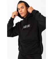 Maraton Oversize Erkek Kapüşonlu Siyah Sweatshirt