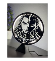 Valorant Reyna Halka LED Işıklı Masa Gece Lambası Gamer Oyun Odası Dekor Hediye (Adaptör Dahil) (Siyah - Beyaz)