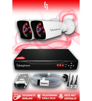 BAYICAM 2 Kameralı Kare 2 Dış Kamera Set HDD'siz Full HD Gece Görüşlü Güvenlik Kamerası Sistemi