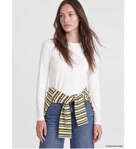 LCW Modest Beyaz Bisiklet Yaka Kadın Body