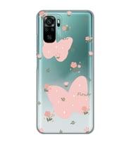 Xiaomi Redmi Note 10 / Note 10S Uyumlu Kelebek Tasarımlı Şeffaf Telefon Kılıfı