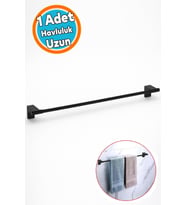 Siyah Uzun Havluluk Vidalı Lavabo Banyo Mutfak Aparat Standı