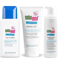 Sebamed Clear Face Temizleyici Yüz Toniği + Bakım Jeli + Yüz Temizleme Köpüğü Top:350ML (Avantaj PK)