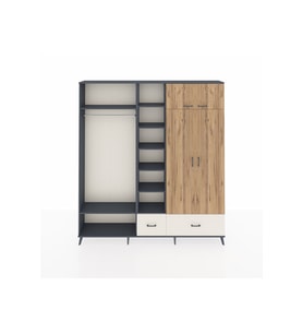 Arges Dolap 12 Raflı 2 Çekmeceli 2 Askılı 220x30x243 Antrasit-Çam/Aytaşı