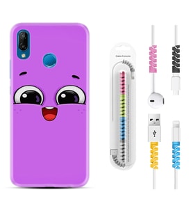 Huawei P20 Lite Mate 10 20 Lite Pro P40 Lite KılıfKablo Koruma Spiral Silikon Purple Sweety 1717