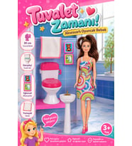Anlily Tuvalet Zamanı Aksesuarlı Oyuncak Bebek ve Banyo Seti (Klozet, Lavabo) 30 cm