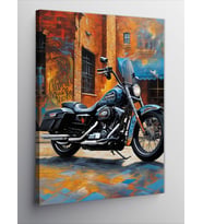 Kanvas Tablo Siyah Chopper Motosiklet