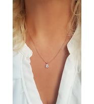 Vaoov 925 Ayar Gümüş Damla Taşlı Kolye (Gold)