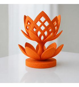 Northcity 3D Baskı Lotus Çiçeği Mumluk - Dekoratif Tealight Mumluk-Turuncu