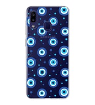 PrintiFy Samsung Galaxy M10s ile Uyumlu 1mm Slim Fit Nazar Boncuğu 1 Baskılı Şeffaf  Kılıf