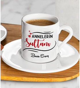 Anneler Günü Hediyesi Kişiye Özel Türk Kahvesi Fincanı (Beyaz)