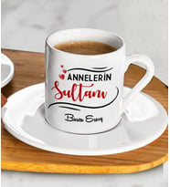 Anneler Günü Hediyesi Kişiye Özel Türk Kahvesi Fincanı (Beyaz)