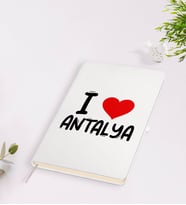 BK Gift I Love Antalya Tasarımlı Beyaz Defter - Model 1