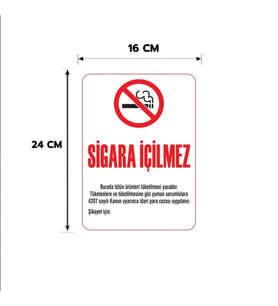 6 Adet Sigara İçilmez Kişiselleştirilebilir Sticker, 16x24, 20x30 (A4), 30x42 (A3) Cm Boyut Seçeneklerinde Folyo Baskı Sticker