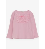 Breeze Kız Çocuk Uzun Kollu Bluz Güpürlü Fiyonklu 3-8 Yaş, Pembe