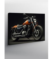 Kanvas Tablo Siyah Motosiklet Tasarımı