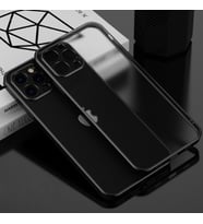 iPhone 12 Pro 6.1inç Renkli Kenar Şeffaf Kılıf Kamera Korumalı Kılıf (Siyah)