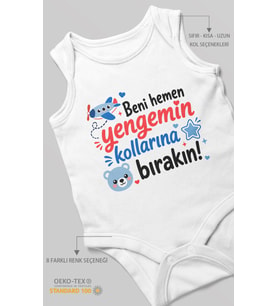 Yenge Temalı Sıfır Kol Bebek Zıbını %100 Pamuk