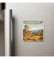 Çanakkale Şehri - Pop-Art Travel - 9x9 cm Buzdolap Magneti