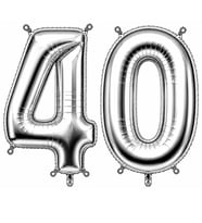 40 Rakam Folyo Balon Gümüş Rengi (100 cm)