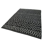 Siyah Salon Halısı El Dokuma Modern Geometrik Motifli Etnik Stil Yatak Odası Bohem