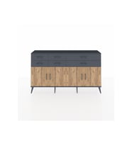 Arges Konsol 3 Raflı 6 Çekmeceli 4 Kapaklı 176x30x99 Antrasit-Çam/Antrasit