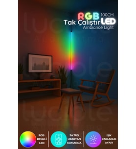Şerit LED Led Abajur Aplik Gece Lambası Rgb Lambader 16 Renkli Uzaktan Kumandalı Işık 4 Animasyonlu Luciled1