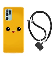 Oppo Reno 6 Kılıf Resimli Boyun Askılı İpli Desenli Silikon Series Yellow Sweet 1817
