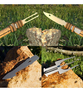 Kamp Ayısı® SpearSet™ 4’lü Bushcraft Mızrak Ucu Seti - Avcılık ve Hayatta Kalma (Gri)