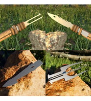 Kamp Ayısı® SpearSet™ 4’lü Bushcraft Mızrak Ucu Seti - Avcılık ve Hayatta Kalma (Gri)