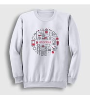 Presmono Unisex Beyaz Tourist Travel İstanbul Türkiye Turkey Sweatshirt 499672tt (Beyaz)